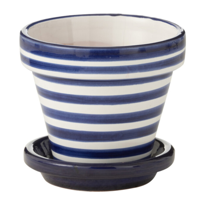 J-Line cache-pot Granada Stripes Handmade + Painted - céramique - bleu - extra small - Ø 17 cm