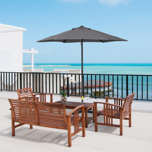 Sombrilla de Terraza Exterior Ø2x2 m Parasol de Terraza Exterior con Techo de Ventilación y Poste Desmontable de Aluminio Sombrilla para Jardín Patio Gris Oscuro