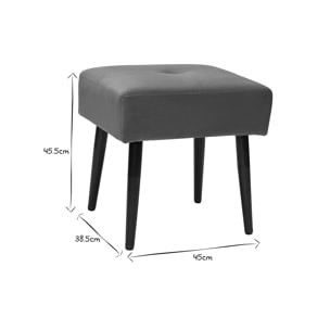 Tabouret bas en tissu effet velours texturé bronze et métal noir H46 cm GUESTA