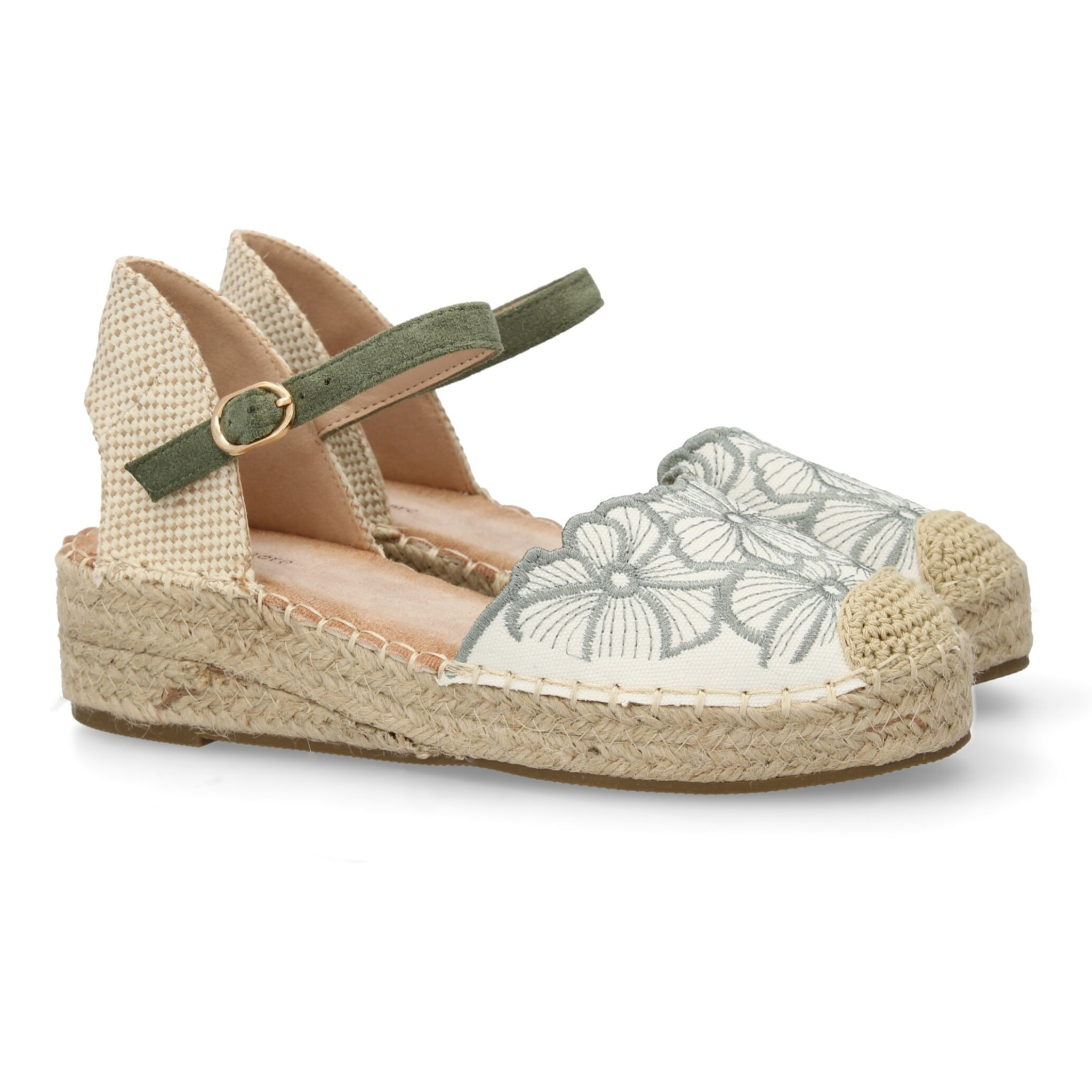 Sandalia de cuña de yute para mujer, comodas y elegantes, diseño de flores