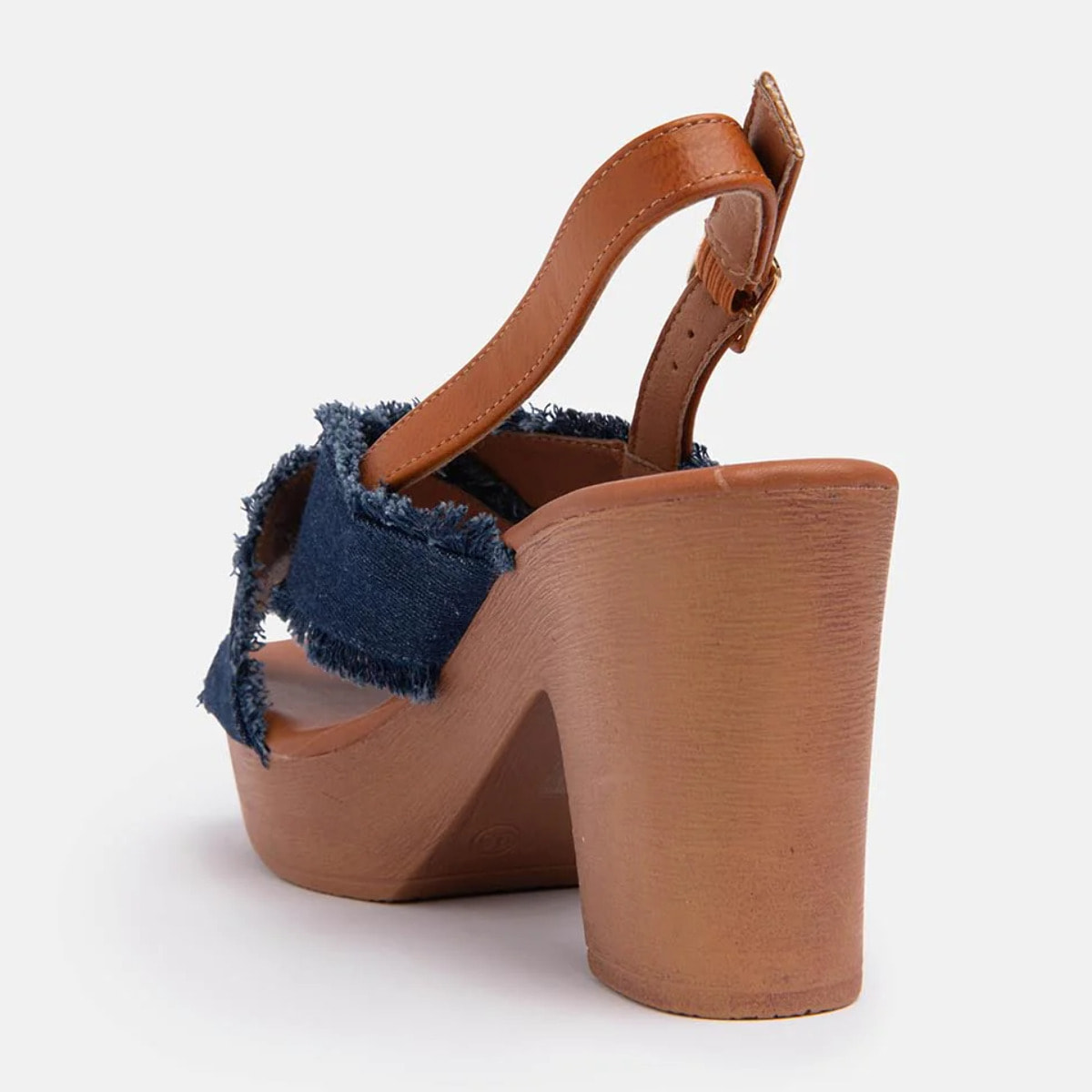 Zoccolo con fascia in jeans incrociata - BLU SCURO