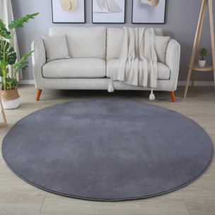 MOSCOU - Tapis rond uni Gris