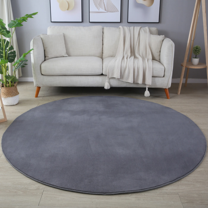 MOSCOU - Tapis rond uni Gris