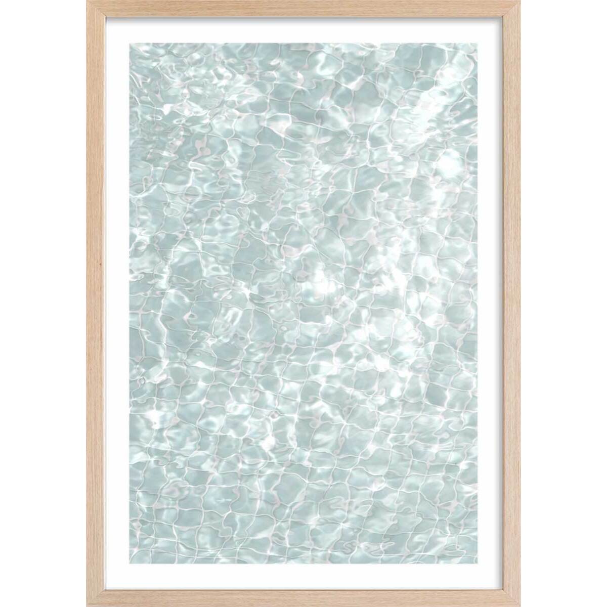 Poster au fond de la piscine Affiche + cadre en bois - Chêne