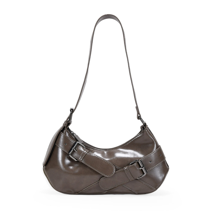 Bolso de hombro visón con cinturones