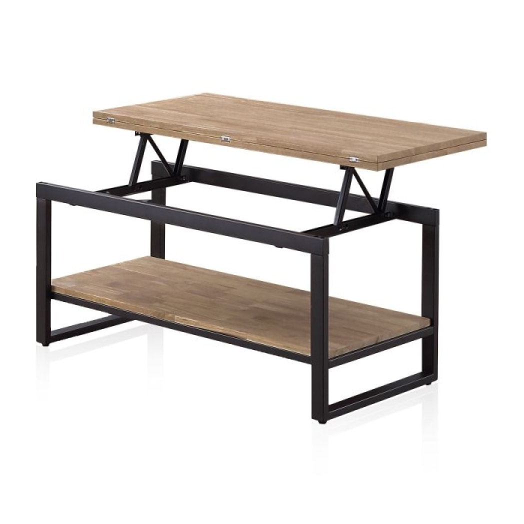 Mesa de centro elevable extensible Rens Roble Honey - Negro