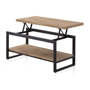 Mesa de centro elevable extensible Rens Roble Honey - Negro