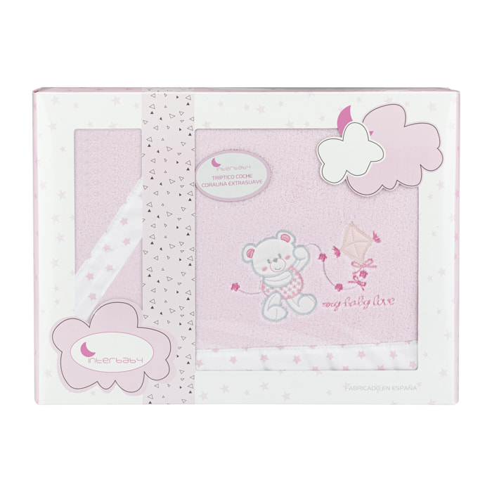 Juego 3 Pcs Coche Coralina Mod Baby Love Rosa