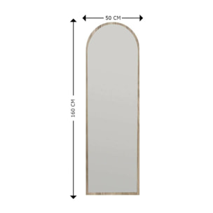 Specchio Dpolon, Specchiera, Articolo d'arredo a muro, Decorazione con specchio, 50x2h160 cm, Noce