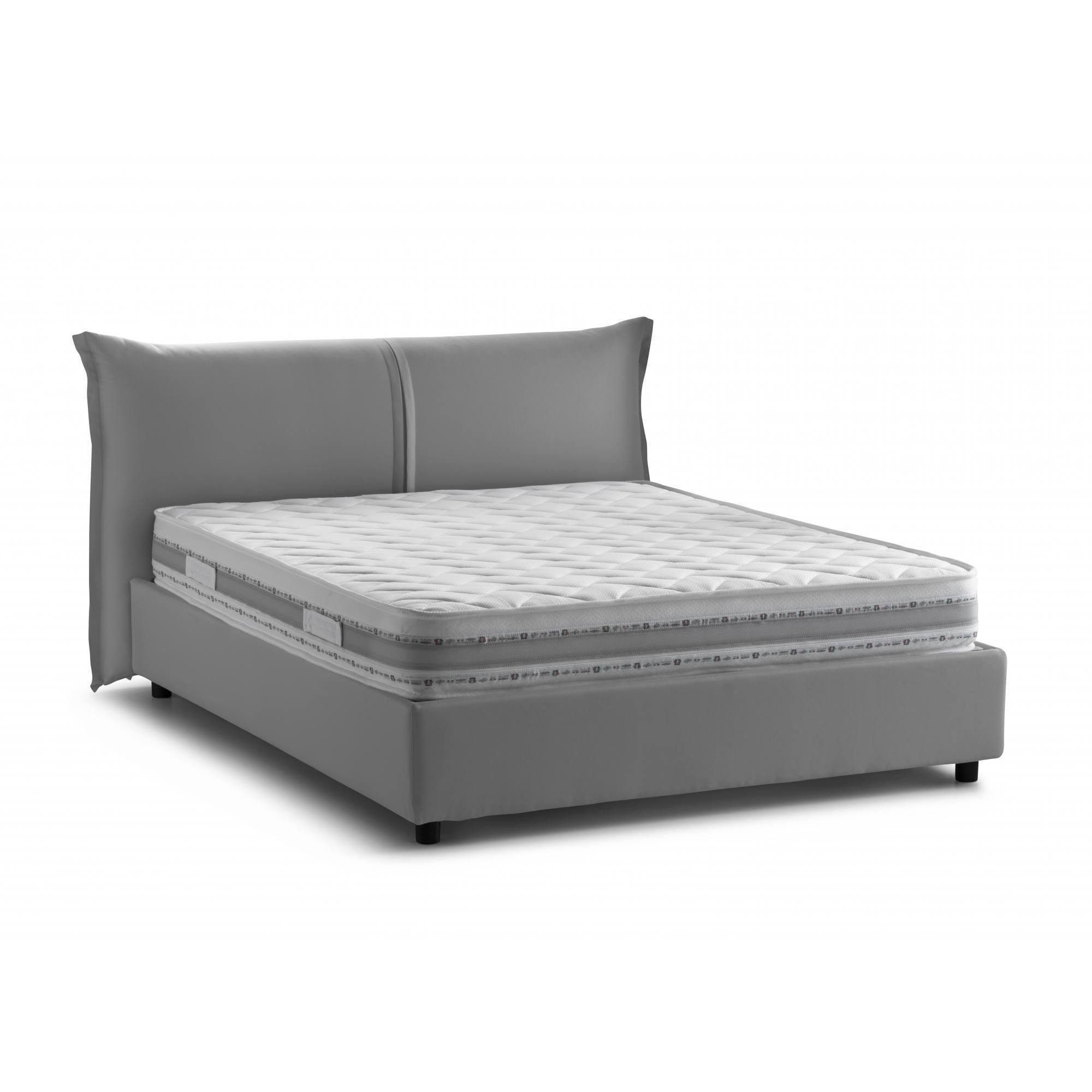 Letto matrimoniale Clelia, 100% Made in Italy, Apertura frontale, con materasso 160x190 Cm incluso, Grigio