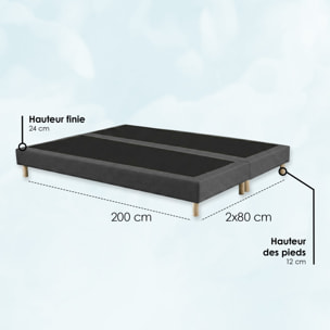Ensemble matelas mousse haute résilience CALLISTO, H29 cm, accueil mémoire de forme, sommier gris foncé