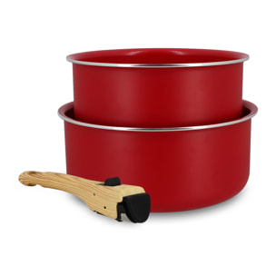 Batterie de cuisine 3 pièces en aluminium pressé magenta - tous feux COLORAMA