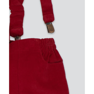 PANTALÓN CON TIRANTES PANA ROJA