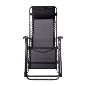 Lot de 2 fauteuils relax en acier - pliant - gris anthracite - PALAVAS