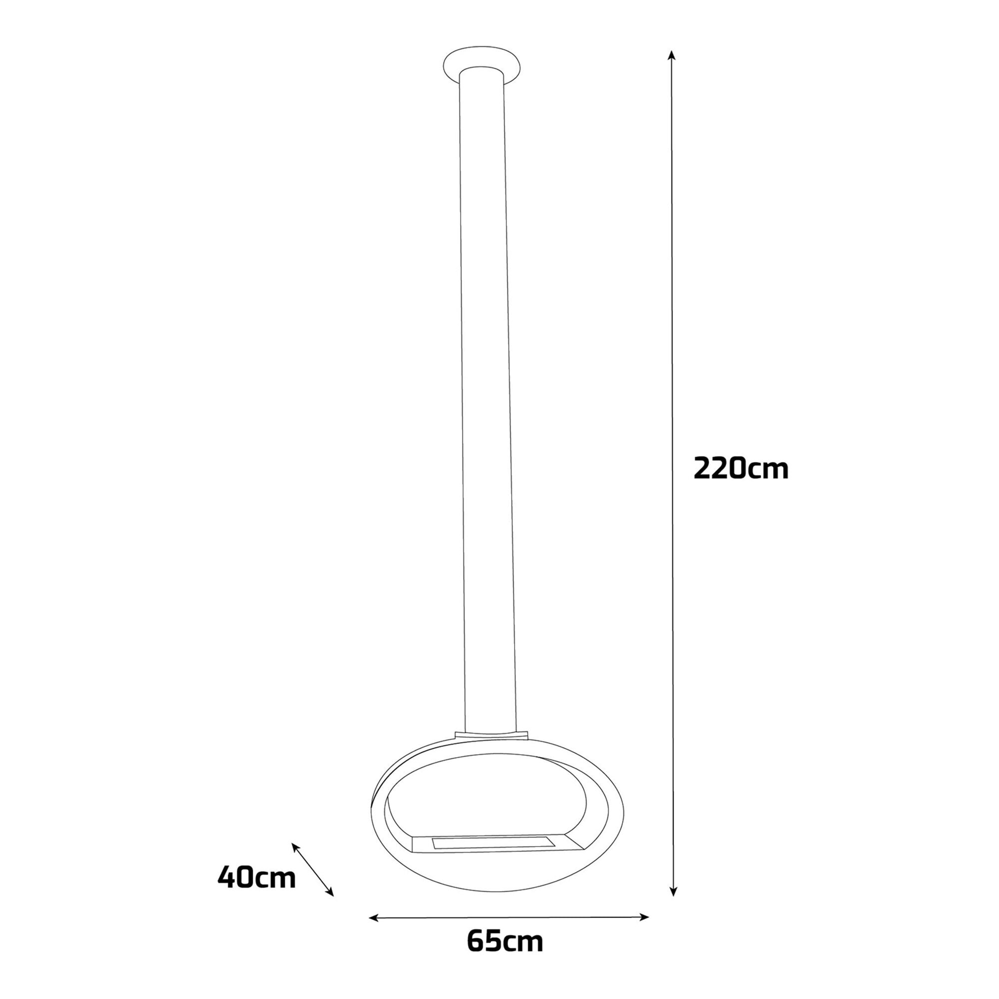Nerone - Camino a Bioetanolo da Soffitto Sospeso Bifacciale 65x220x40 cm con Bruciatore 2,2 Litri Nero