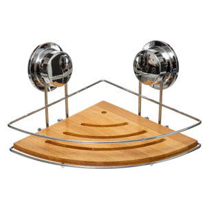 Étagère d'angle en métal et bambou