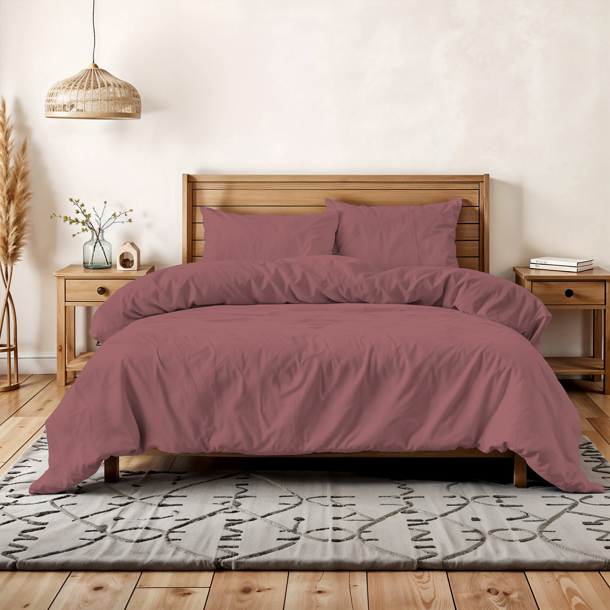 PARURE COPRIPIUMINO WATER WASHED, 100% Microfibra, No Stiro - ROSSO CORALLO
