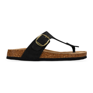 Sandalias de dedo negras en piel