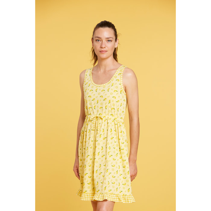 Abitino donna spalla larga cotone limonata Noidinotte