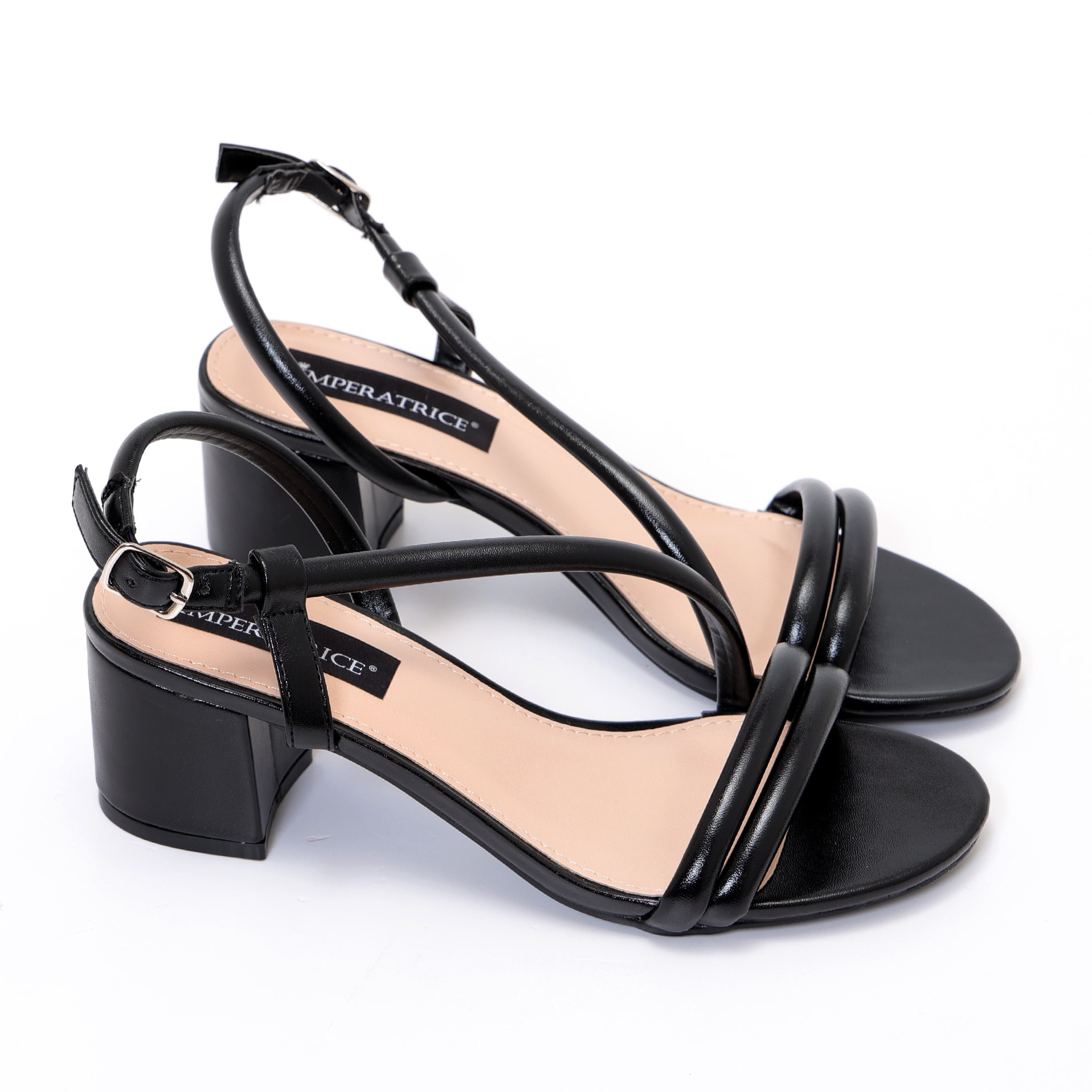 Sandali in simil pelle con tacco comodo