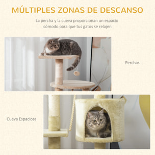 árbol Rascador para Gatos de Melamina 75x40x112cm Beige