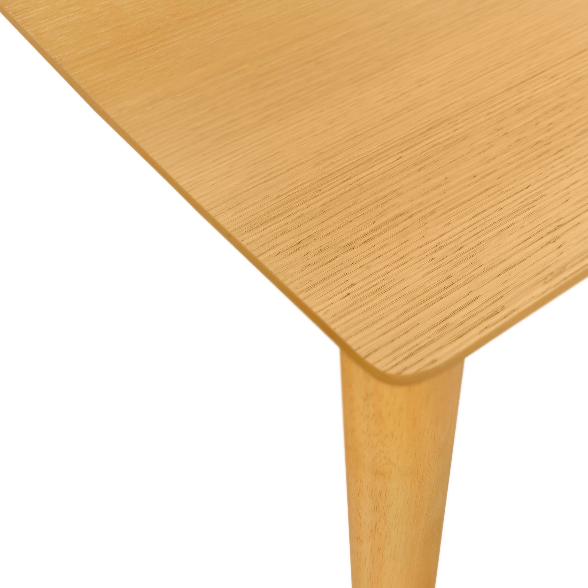 Table à manger rectangulaire extensible bois d'hévéa et placage chêne naturel 4-6 places - 110/140 x 100 x 75 cm - Lina