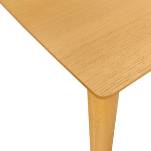 Table à manger rectangulaire extensible bois d'hévéa et placage chêne naturel 4-6 places - 110/140 x 100 x 75 cm - Lina