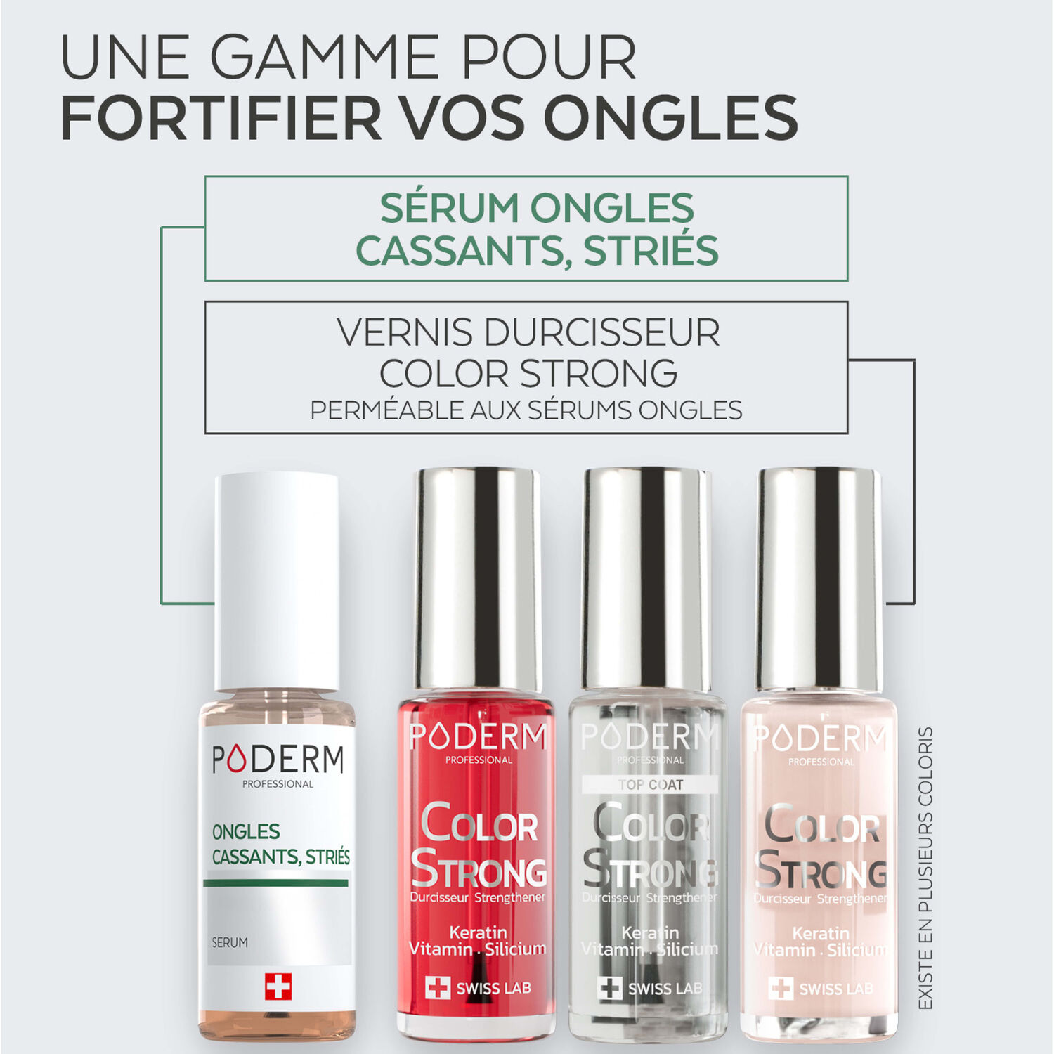 Color Strong - Top Coat Durcisseur Kératine, Vitamine & Silicium Gloss Éclat