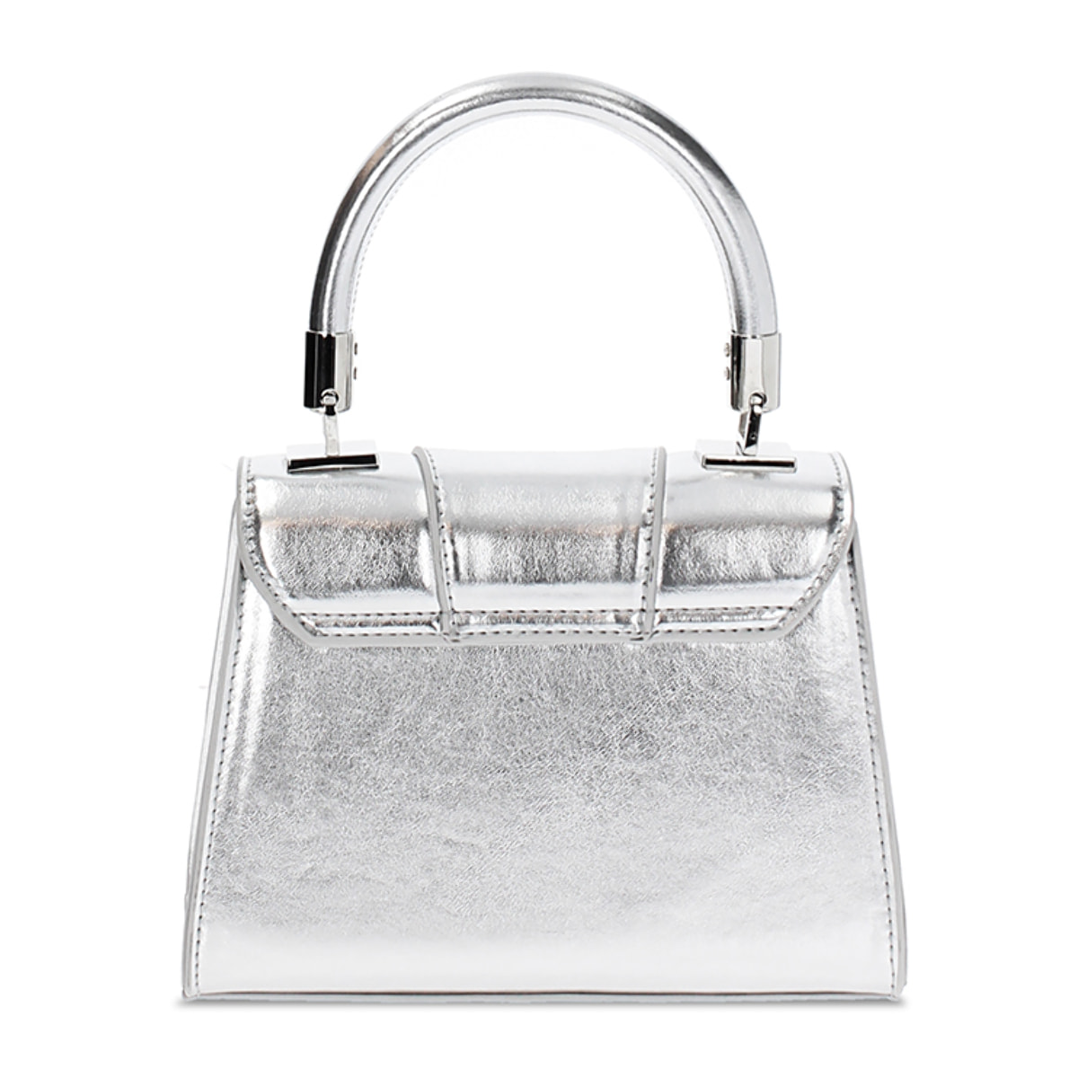 Mini bag donna argento in laminato a trapezio