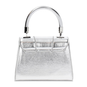 Mini bag donna argento in laminato a trapezio