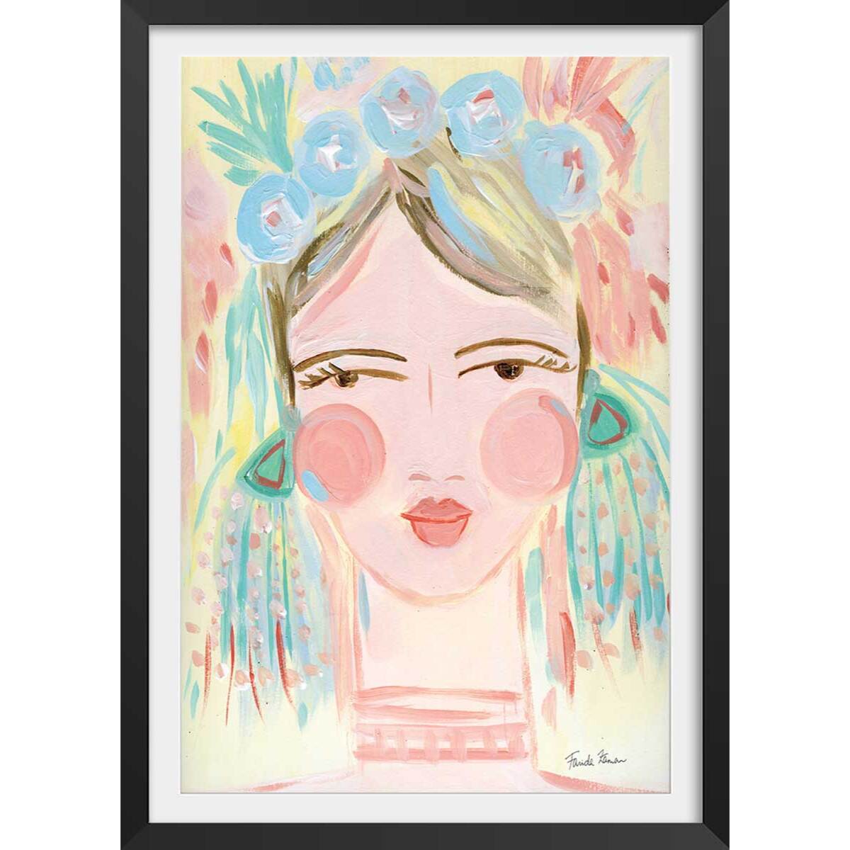 Affiche enfant visage Affiche + cadre en bois - Noir