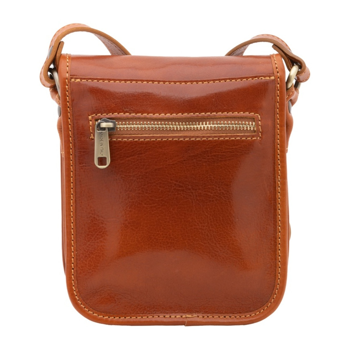 Borsa a tracolla da uomo in vera pelle - Modello False - Made in Italy - 20.0 x 16.5 x 10.0 cm