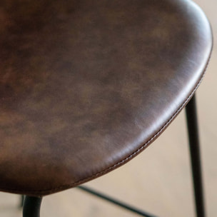 Lot de 2 chaises pour îlot central 65 cm en cuir synthétique marron - Henrik