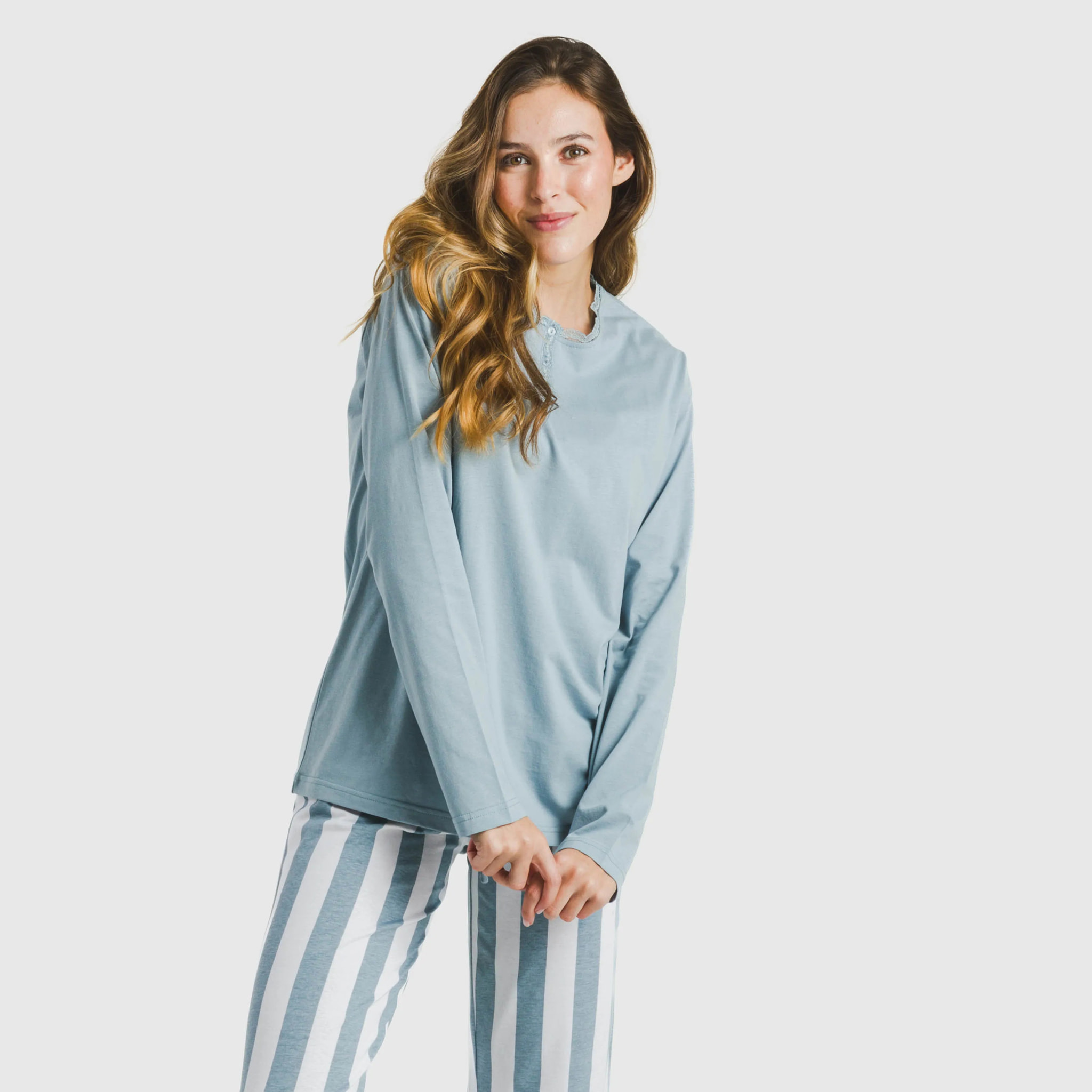 Pijama largo algodón Raya Elvis Indigo