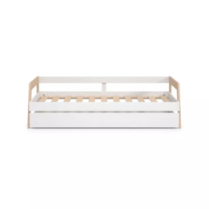 Cama doble juvenil Misty Haze Blanco - Oak Soft