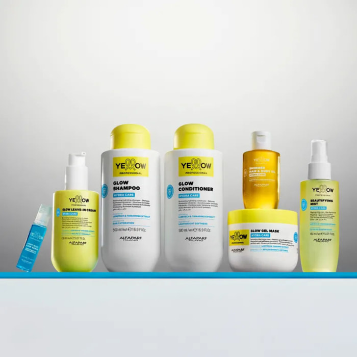 ALFAPARF Yellow Kit Hydra Care Glow Shampoo 500ml + Mask 300ml + Conditioner 500ml + Leave In Cream 150ml