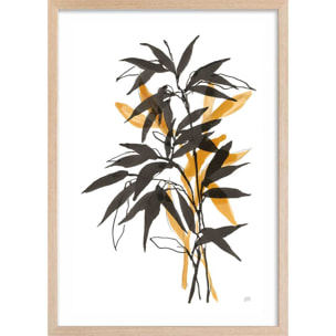 Poster orange bambou Affiche + cadre en bois - Chêne