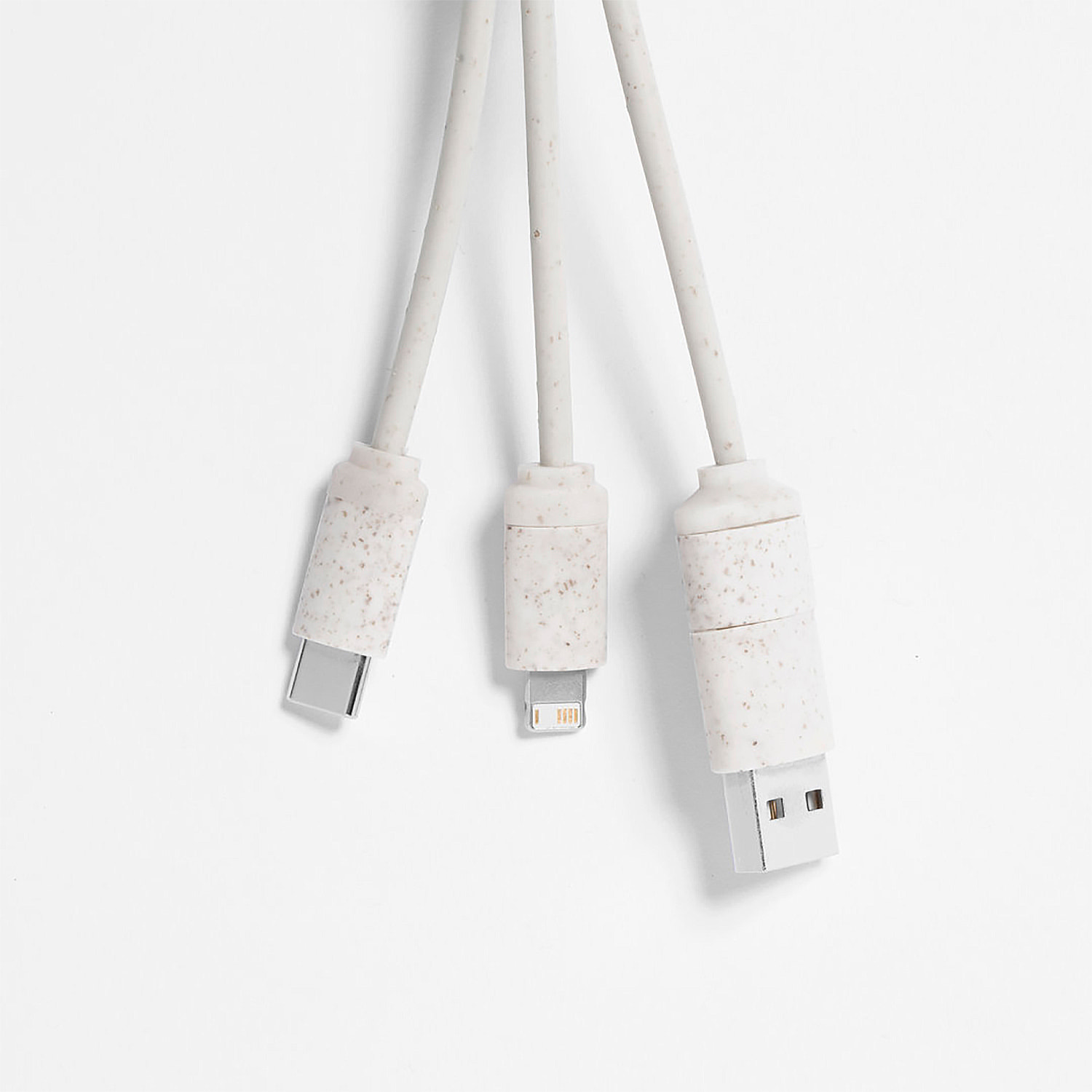 Cavo Caricabatterie in canna di grano tripla natura Micro USB, Tipo C e Lightning 5V DC 2.4A