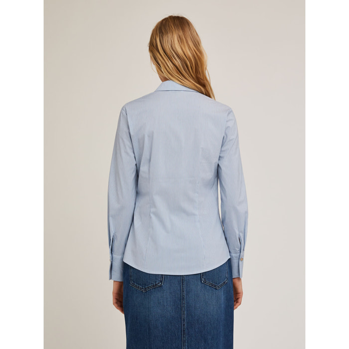 Motivi - Camicia in popeline a righe - Azzurro