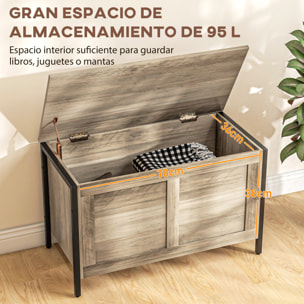 Baúl de Almacenaje para Dormitorio 95 L Puff de Almacenaje con Tapa Banco de Almacenaje Versátil con Bisagra de Seguridad para Pasillo Salón 80x40x49 cm Marrón Grisáceo