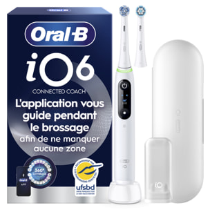 Oral-B iO 6N - Avec Etui de Voyage - Blanche - Brosse À Dents Électrique connectée