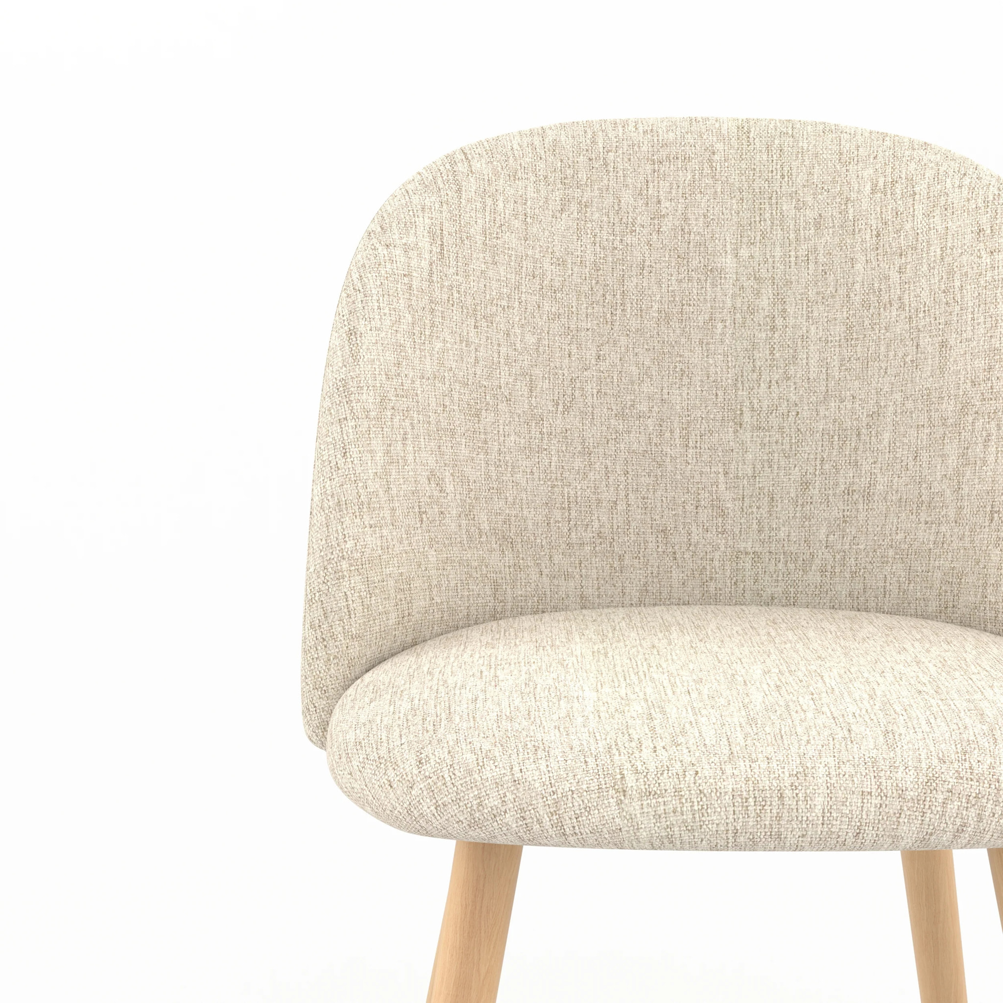 Lot de 2 chaises en tissu greige et pieds en métal imitation bois - Cozy