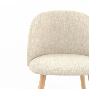Lot de 2 chaises en tissu greige et pieds en métal imitation bois - Cozy