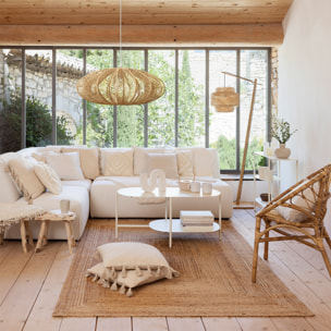 Module d'angle "Kiona" en bouclette 99x99cm blanc