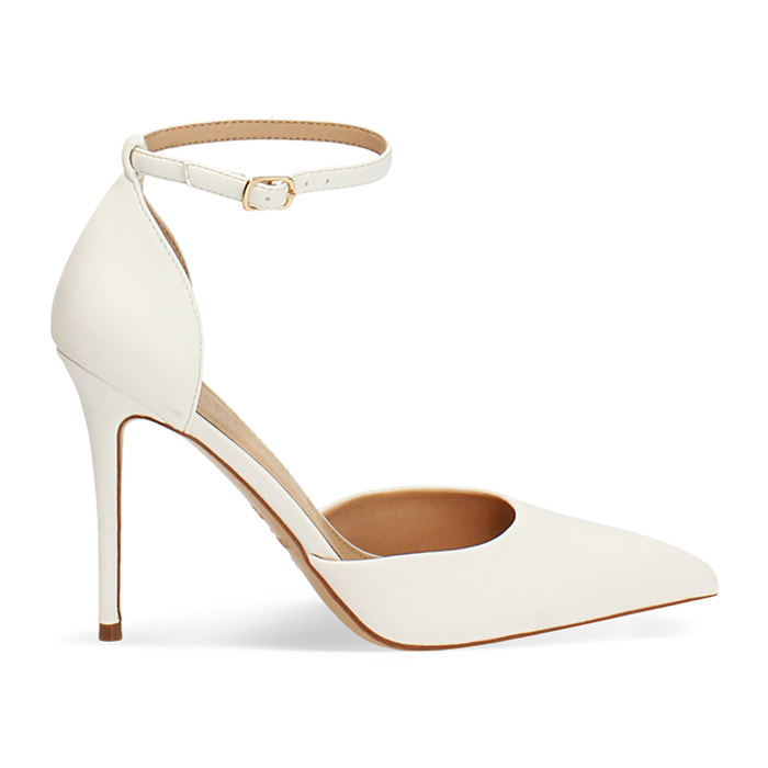 Zapato de puente abierto blanco tacón 10 cm
