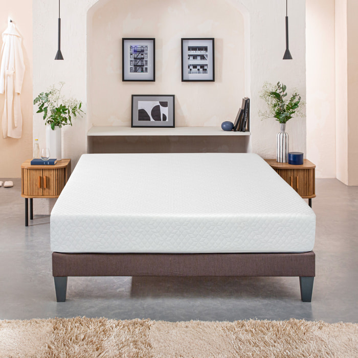 Matelas Absolu, Soutien Ferme ,21 cm, Mémoire de Forme & Mousse Haute Densité, Fabrication Française, Déhoussable