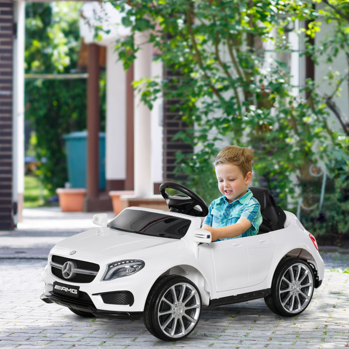 Voiture véhicule électrique enfant 6 V 7 Km/h max. télécommande effets sonores + lumineux Mercedes GLA AMG blanc