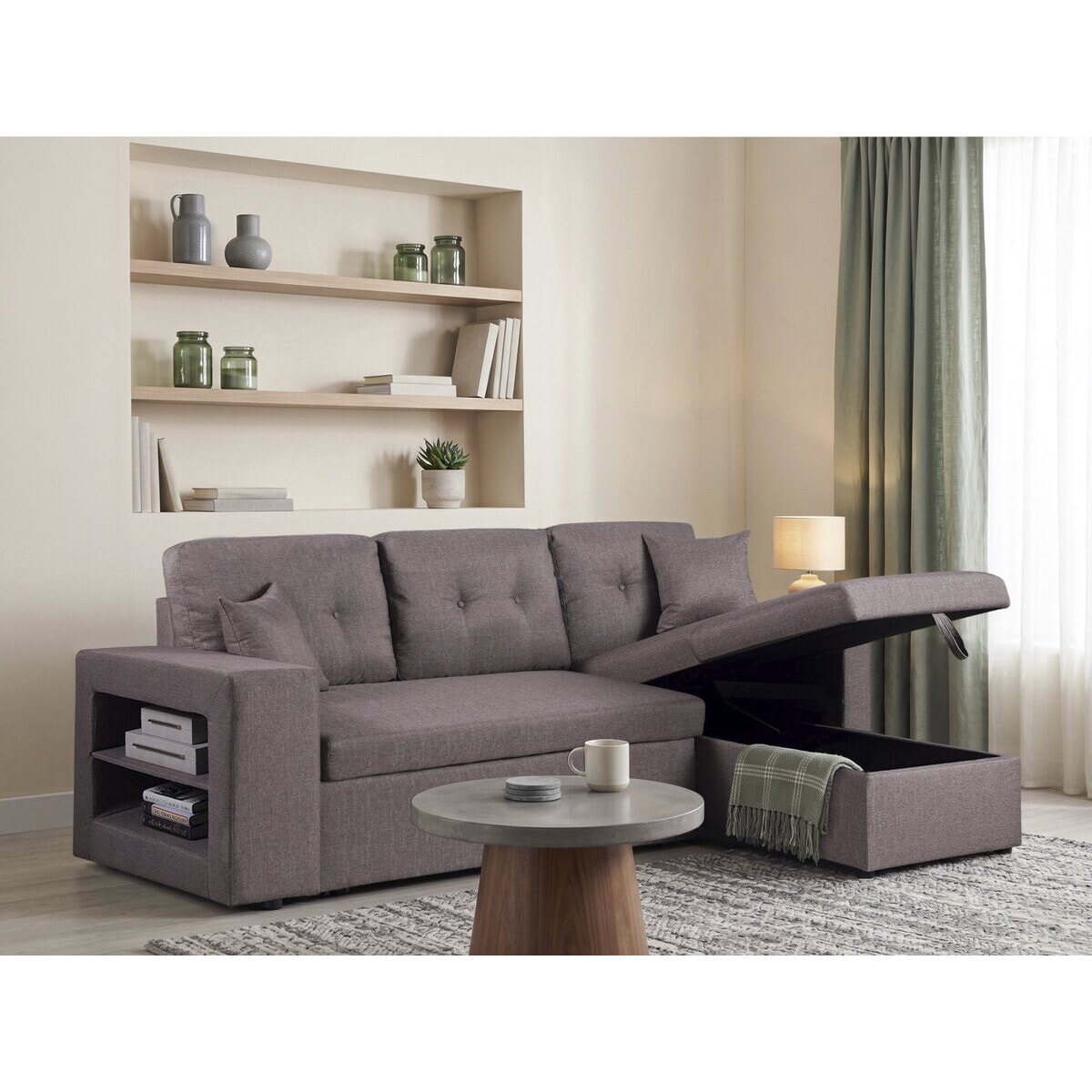Canapé d'angle convertible/réversible "Axel" - 3 places - Taupe