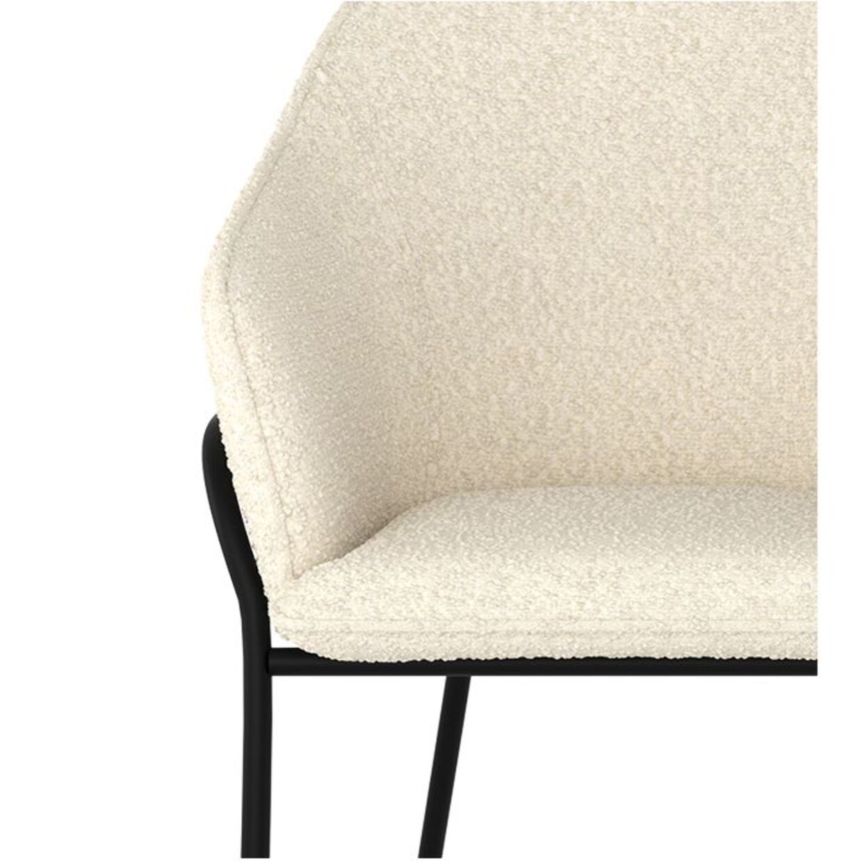 Chaise effet laine bouclette blanche et pieds en métal - Toscane