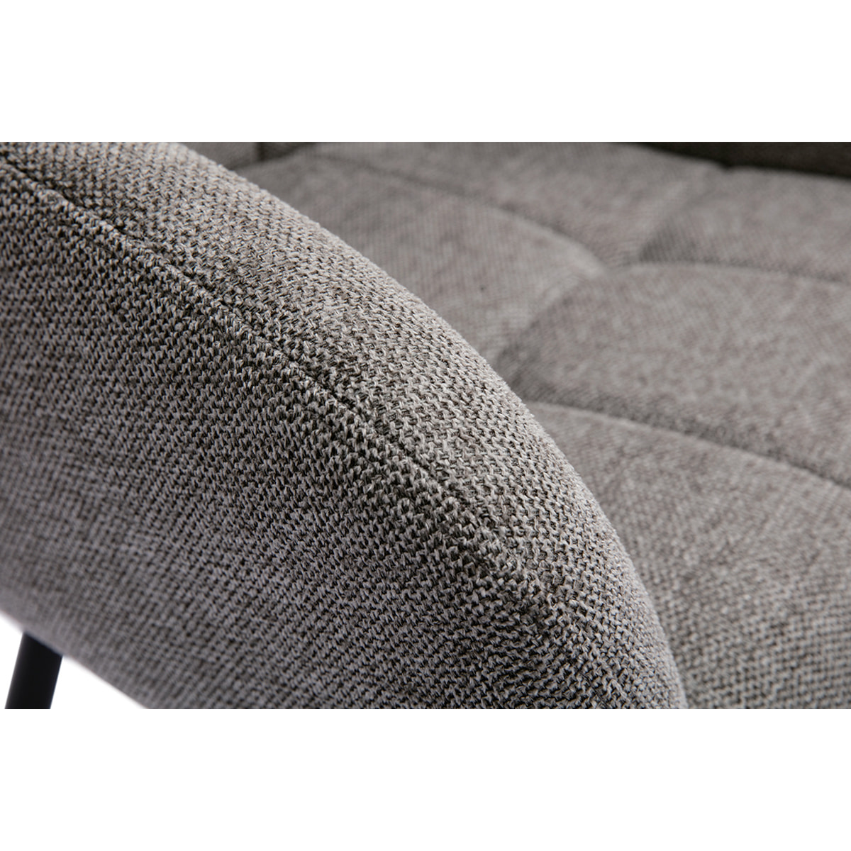 Chaises design matelassées en tissu velours texturé gris et métal noir (lot de 2) MONTERO